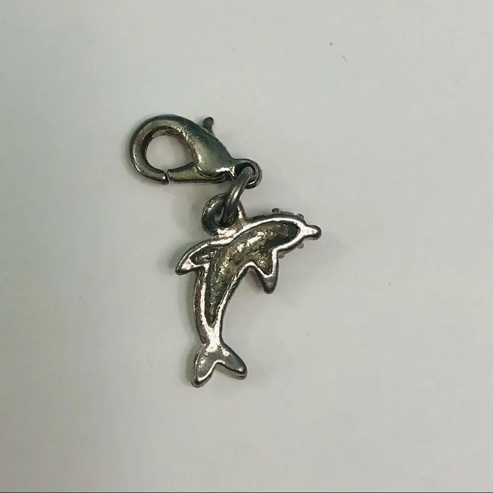 dolphin charm silver tone lobster claw closure‎ dangle charm summer beach